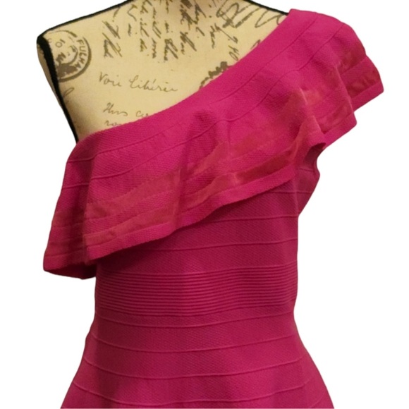 Ted Baker Streena Neon Pink One Shoulder Knit Dress - Picture 3 of 12